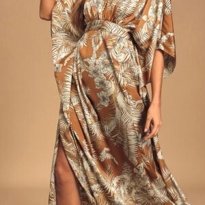 Lulu's Brown and Cream Floral Maxi Dress
